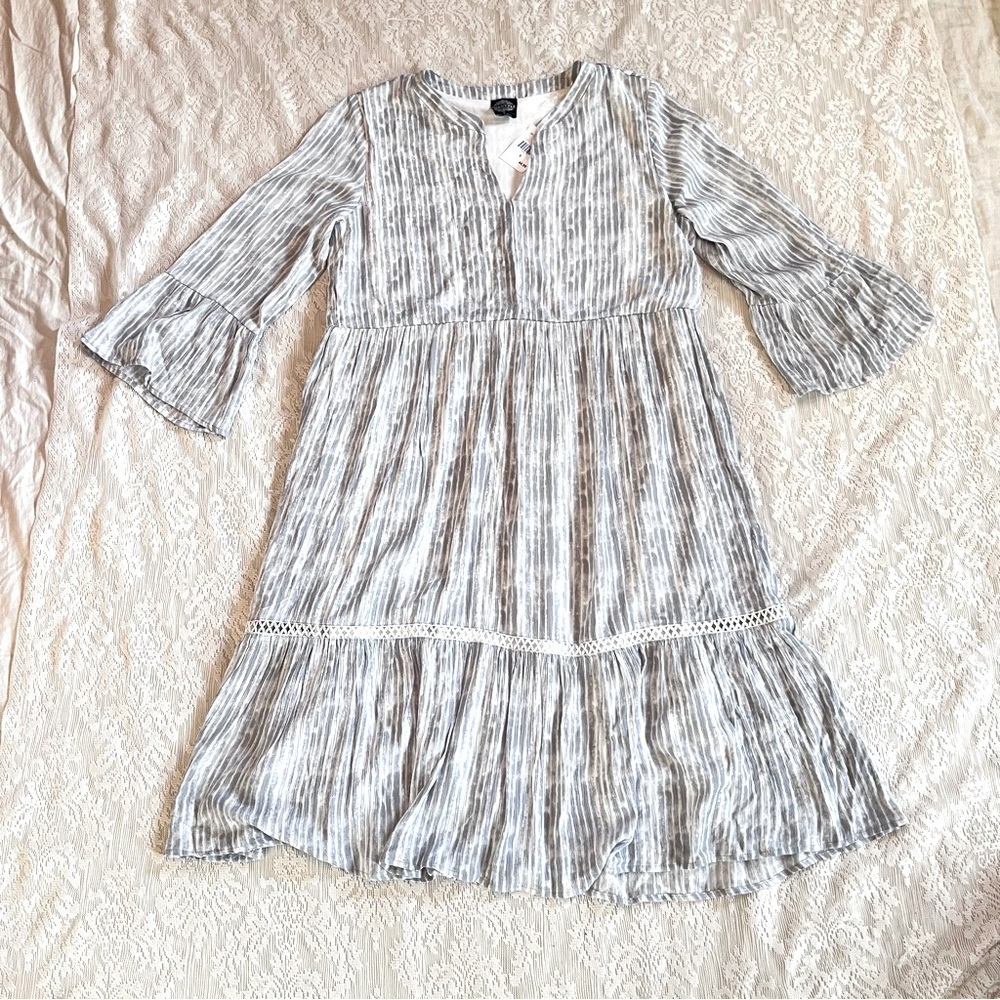 NWT Calstyle striped 3/4 sleeve midi dress